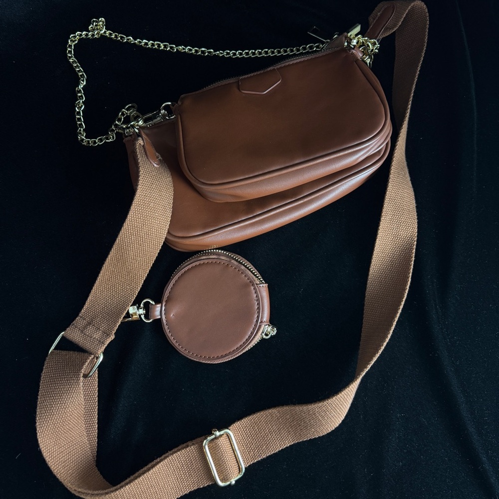 Ant Expedition Multi-Pocket Crossbody Bag – Brown with Gold Hardware
